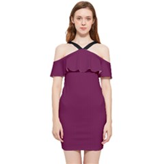 Boysenberry Purple - Shoulder Frill Bodycon Summer Dress by FashionLane