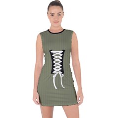 Calliste Green - Lace Up Front Bodycon Dress by FashionLane