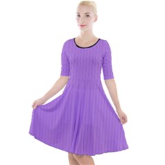 Floral Purple - Quarter Sleeve A-line Dress by FashionLane