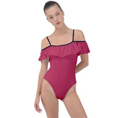 French Raspberry Red - Frill Detail One Piece Swimsuit by FashionLane