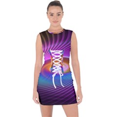 Fractal Illusion Lace Up Front Bodycon Dress by Sparkle