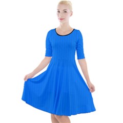 Azure Blue - Quarter Sleeve A-line Dress by FashionLane