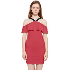 Flame Scarlet - Shoulder Frill Bodycon Summer Dress by FashionLane