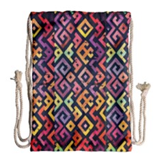 Square Pattern 2 Drawstring Bag (large) by designsbymallika