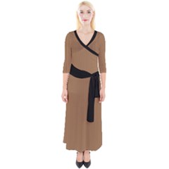 Bone Brown - Quarter Sleeve Wrap Maxi Dress by FashionLane