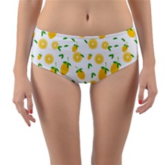Illustrations Lemon Citrus Fruit Yellow Reversible Mid-waist Bikini Bottoms
