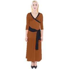 Burnt Orange - Quarter Sleeve Wrap Maxi Dress by FashionLane