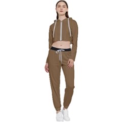Coyote Brown - Cropped Zip Up Lounge Set by FashionLane