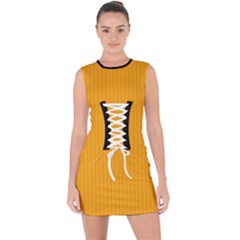 Fire Orange - Lace Up Front Bodycon Dress by FashionLane