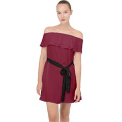 Rhubarb Red - Off Shoulder Chiffon Dress by FashionLane