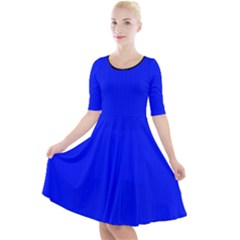 Just Blue - Quarter Sleeve A-line Dress by FashionLane