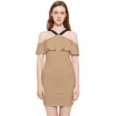 Pale Brown - Shoulder Frill Bodycon Summer Dress by FashionLane