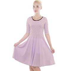 Pale Pink - Quarter Sleeve A-line Dress by FashionLane