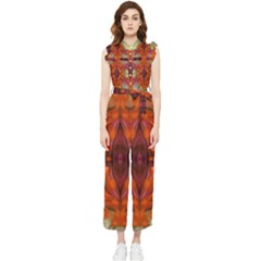 Landscape In A Colorful Structural Habitat Ornate Women s Frill Top Jumpsuit by pepitasart