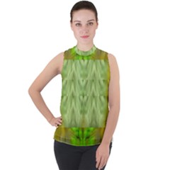 Landscape In A Green Structural Habitat Ornate Mock Neck Chiffon Sleeveless Top by pepitasart