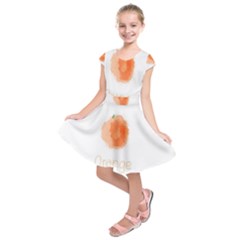 Orange Fruit Watercolor Painted Kids  Short Sleeve Dress
