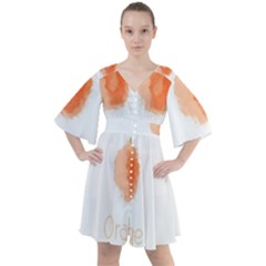 Orange Fruit Watercolor Painted Boho Button Up Dress by Mariart