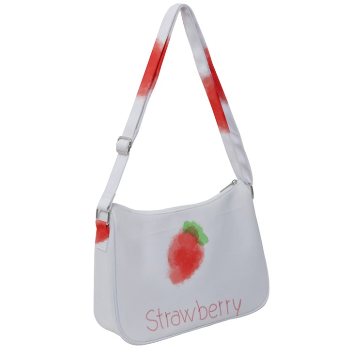 Strawbery Fruit Watercolor Painted Zip Up Shoulder Bag