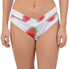 Strawbery Fruit Watercolor Painted Double Strap Halter Bikini Bottom