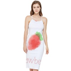 Strawbery Fruit Watercolor Painted Bodycon Cross Back Summer Dress