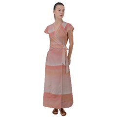 Pink Sky Flutter Sleeve Maxi Dress