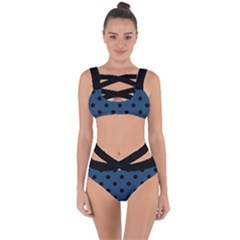 Large Black Polka Dots On Aegean Blue - Bandaged Up Bikini Set  by FashionLane