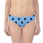 Large Black Polka Dots On Aero Blue - Hipster Bikini Bottoms