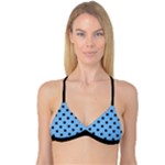 Large Black Polka Dots On Aero Blue - Reversible Tri Bikini Top