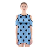 Large Black Polka Dots On Aero Blue - Shoulder Cutout One Piece Dress