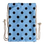 Large Black Polka Dots On Aero Blue - Drawstring Bag (Large)