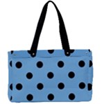Large Black Polka Dots On Aero Blue - Canvas Work Bag