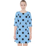 Large Black Polka Dots On Aero Blue - Pocket Dress