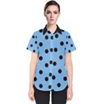 Large Black Polka Dots On Aero Blue - Women s Short Sleeve Shirt