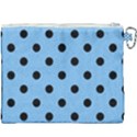 Large Black Polka Dots On Aero Blue - Canvas Cosmetic Bag (XXXL) View2