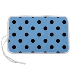 Large Black Polka Dots On Aero Blue - Pen Storage Case (l) by FashionLane