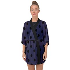 Large Black Polka Dots On Astral Aura - Half Sleeve Chiffon Kimono by FashionLane