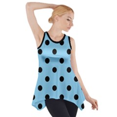 Large Black Polka Dots On Baby Blue - Side Drop Tank Tunic by FashionLane