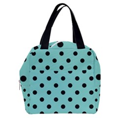 Large Black Polka Dots On Tiffany Blue - Boxy Hand Bag by FashionLane