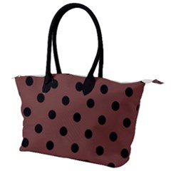 Large Black Polka Dots On Bole Brown - Canvas Shoulder Bag by FashionLane