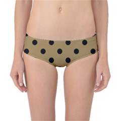 Large Black Polka Dots On Bronze Mist - Classic Bikini Bottoms by FashionLane