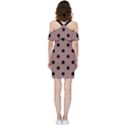 Large Black Polka Dots On Burnished Brown - Shoulder Frill Bodycon Summer Dress View4
