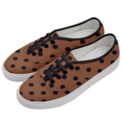 Large Black Polka Dots On Caramel Cafe Brown - Women s Classic Low Top Sneakers by FashionLane