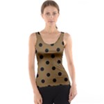 Large Black Polka Dots On Coyote Brown - Tank Top