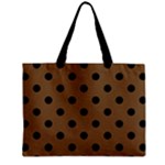Large Black Polka Dots On Coyote Brown - Zipper Mini Tote Bag