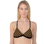 Large Black Polka Dots On Coyote Brown - Reversible Tri Bikini Top
