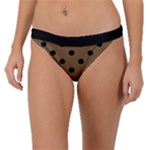 Large Black Polka Dots On Coyote Brown - Band Bikini Bottom
