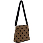 Large Black Polka Dots On Coyote Brown - Zipper Messenger Bag