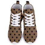 Large Black Polka Dots On Coyote Brown - Women s Lightweight High Top Sneakers