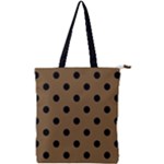 Large Black Polka Dots On Coyote Brown - Double Zip Up Tote Bag