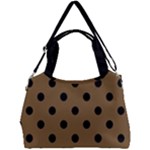 Large Black Polka Dots On Coyote Brown - Double Compartment Shoulder Bag